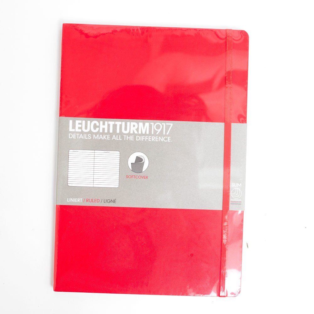 Leuchtturm, Softcover, Composition Book, B5, Ruled, Red